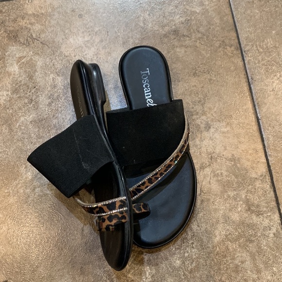 Summer sandals black with rhinestones made in Italy - Picture 2 of 2